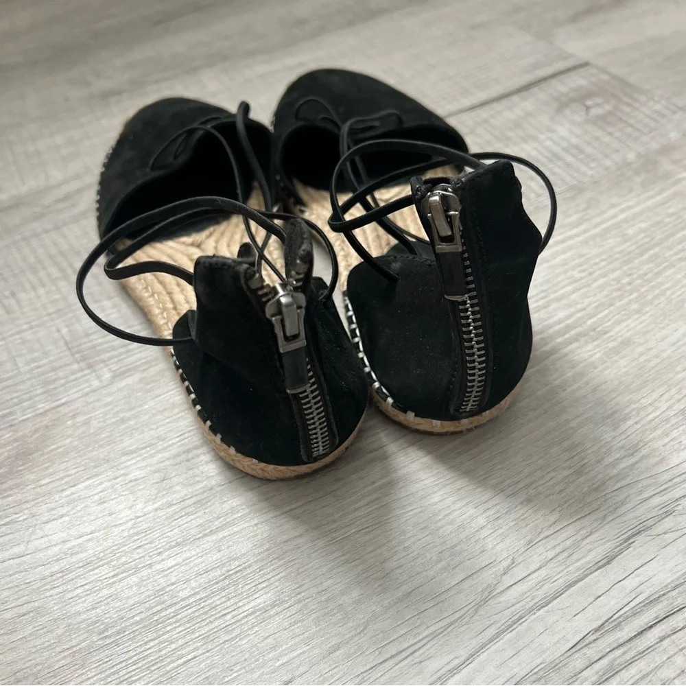 EILEEN FISHER Lace Leather Espadrille Black and Tan Size 7